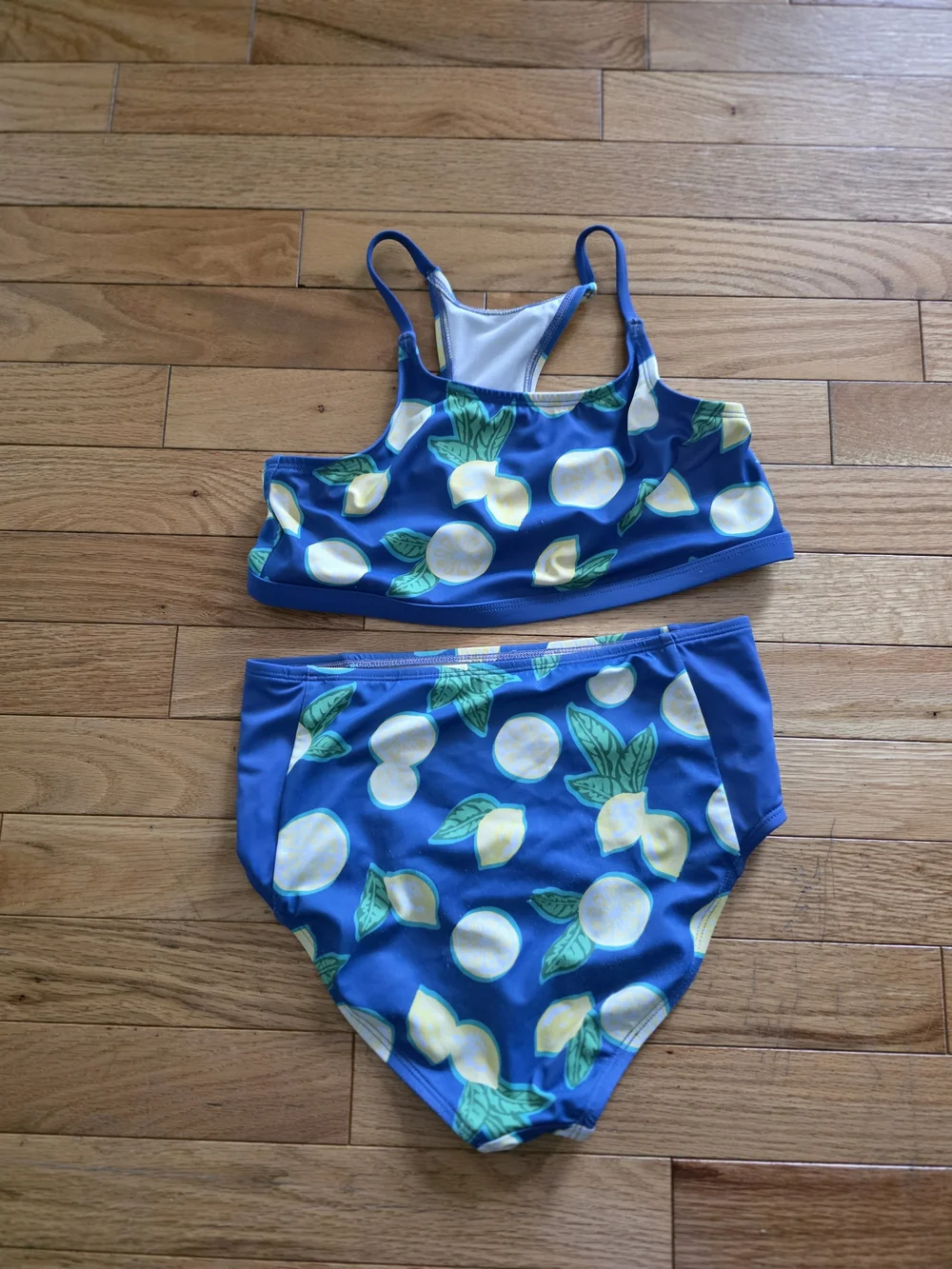 DSG Blue Lemon Print Girls' Two-Piece Swim Set